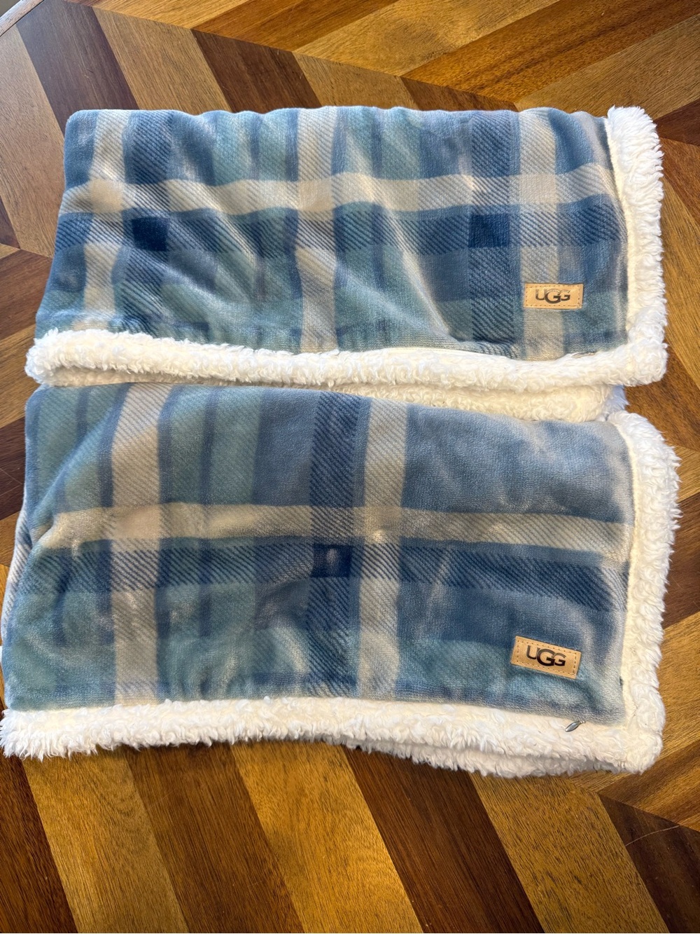 UGG Blue Plaid Sherpa King Pillow Shams (2)
